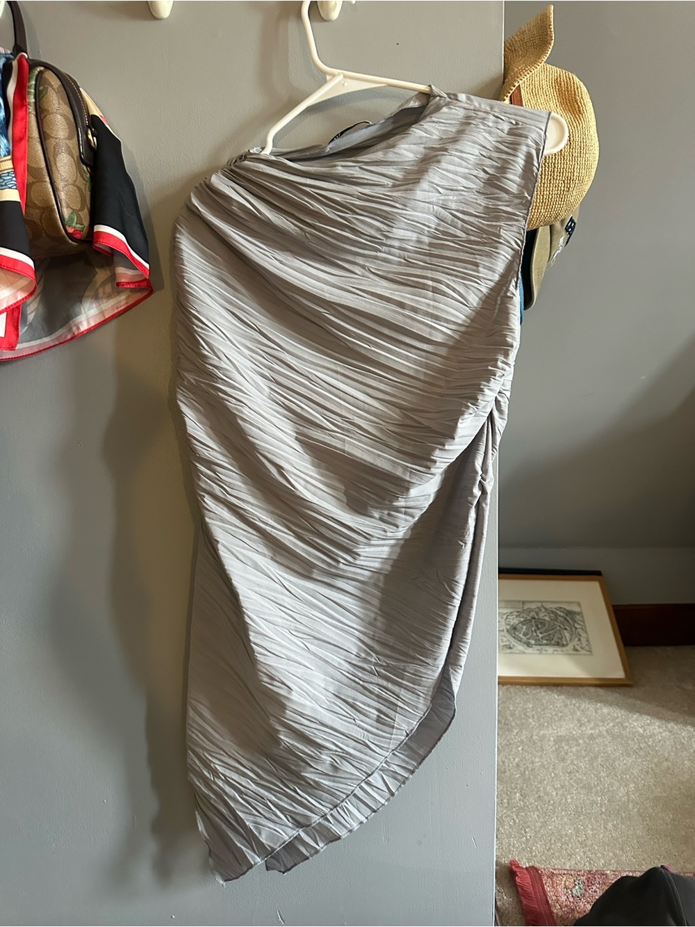 Elegant One-Shoulder Ruched Gray Top